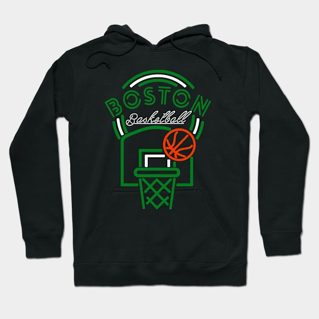 Neon Boston Basketball Hoodie by MulletHappens